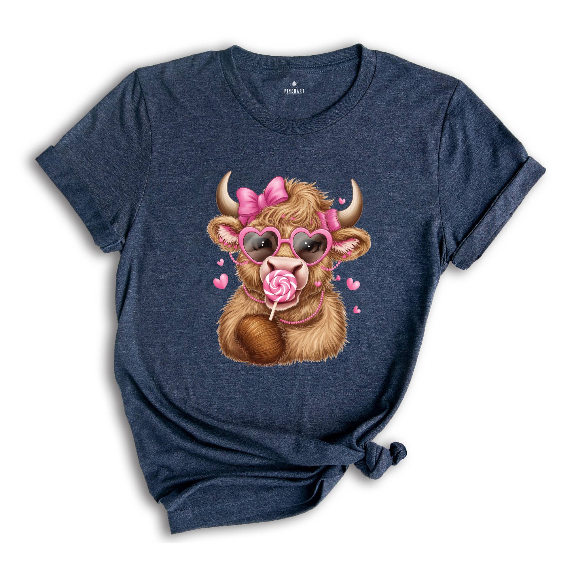 Valentine's Highland Cow Shirt, Howdy Valentine Coquette Shirt, Valentines Shirt, Valentine's Day Shirt, Bow Cow Shirt, Cow Shirt