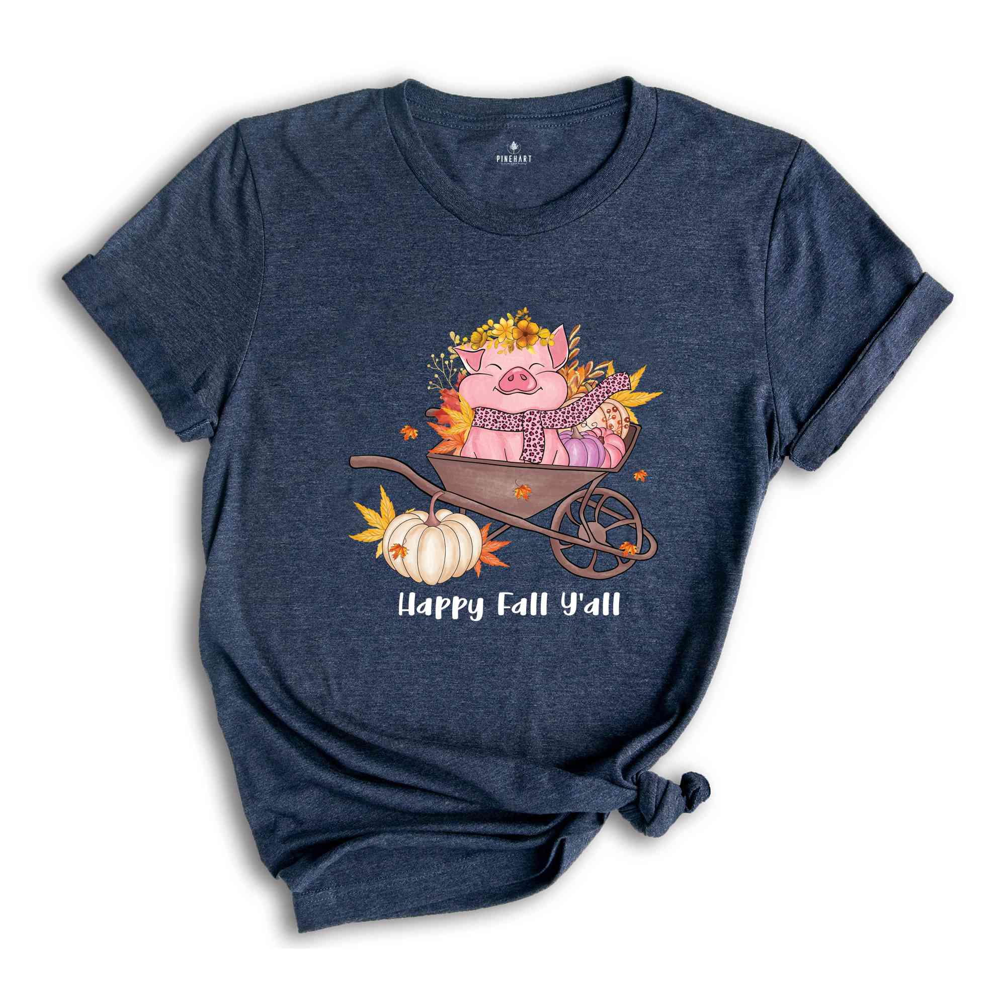 Happy Fall Y'all Shirt, Fall Season Shirt, Cute Pig Shirt, Hello Fall, Pumpkin Season Shirt, Fall Leaves Shirt