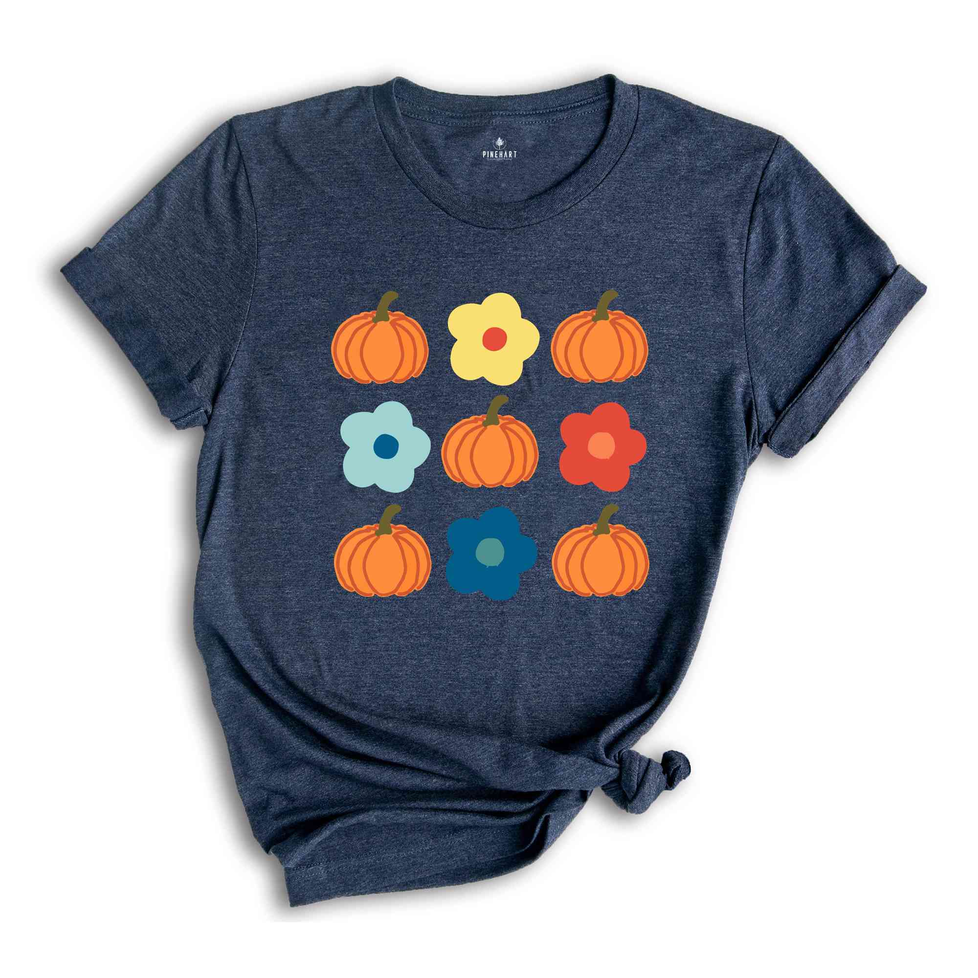 Vintage Floral And Pumpkin Shirt, Retro Halloween Shirt, Custom Shirt, Floral Pumpkin T-Shirt, Cute Fall Shirt