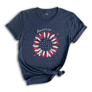 Vintage America Sunflower Shirt, USA Flag Flower Shirt, 4th Of July Shirt, Freedom Shirt, Independence Shirt