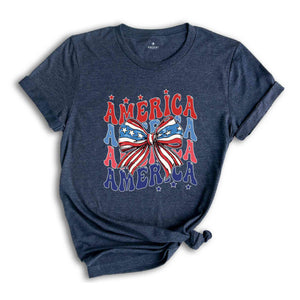 Coquette America Shirt, USA Shirt, Retro Stars And Stripes, Red White Blue Shirt, 4th of July Shirt, America Women's Shirt, Patriotic Shirt