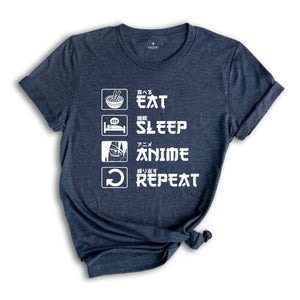 Eat Sleep Anime Repeat Shirt, Anime Shirt, Gift for Anime Lover, Gift for Anime Fan, Anime Otaku Shirt, Anime Sweatshirt, Cool Anime Shirt