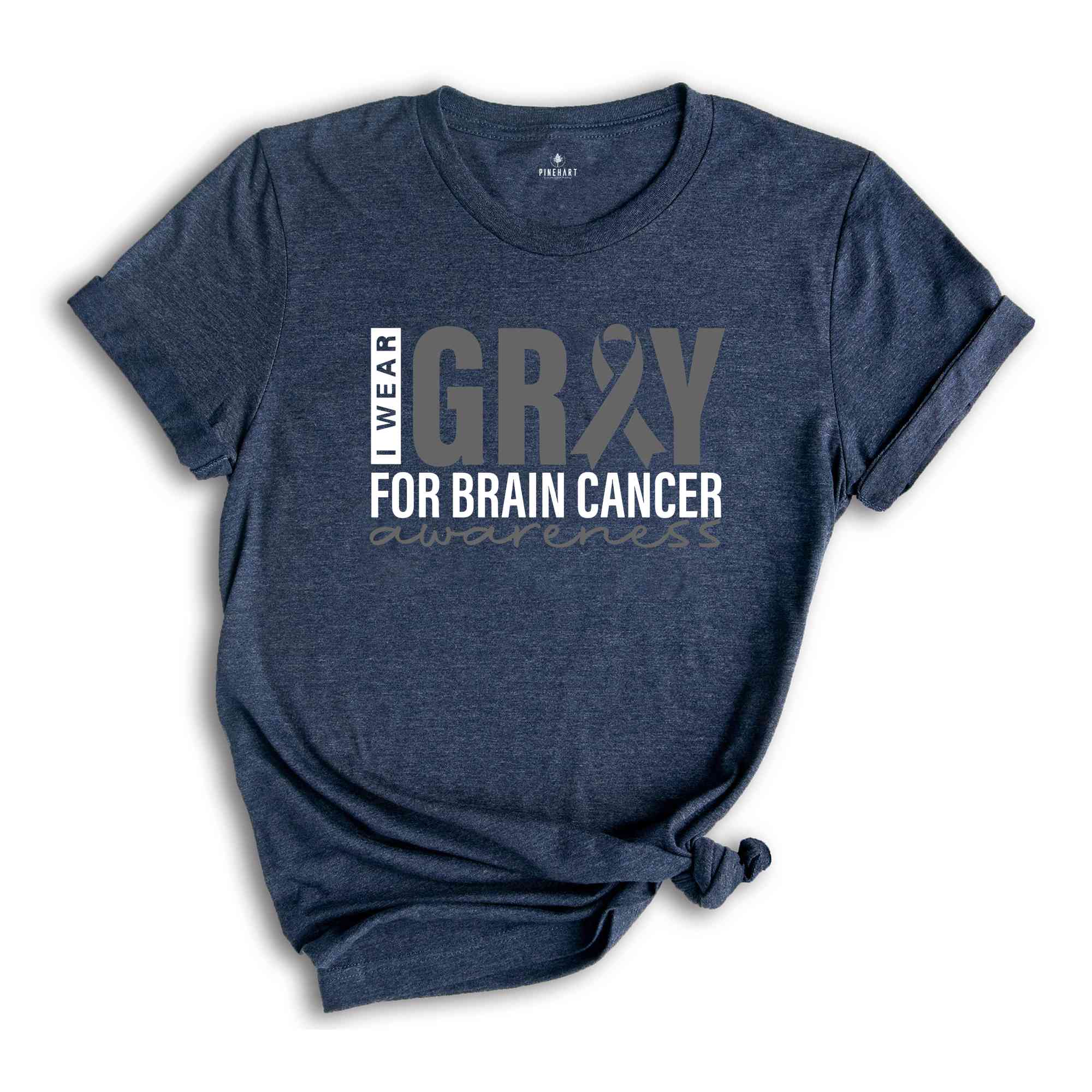 I Wear Gray For Brain Cancer Awareness Shirt, Gray Ribbon Shirt, Cancer Fighter Shirt, Cancer Shirt