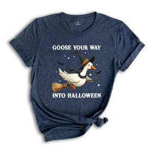 Goose Your Way Into Halloween Shirt, Halloween Goose T-Shirt, Halloween Duck Shirt, Flying Duck Pumpkin Tee, Trick or Treat Shirt