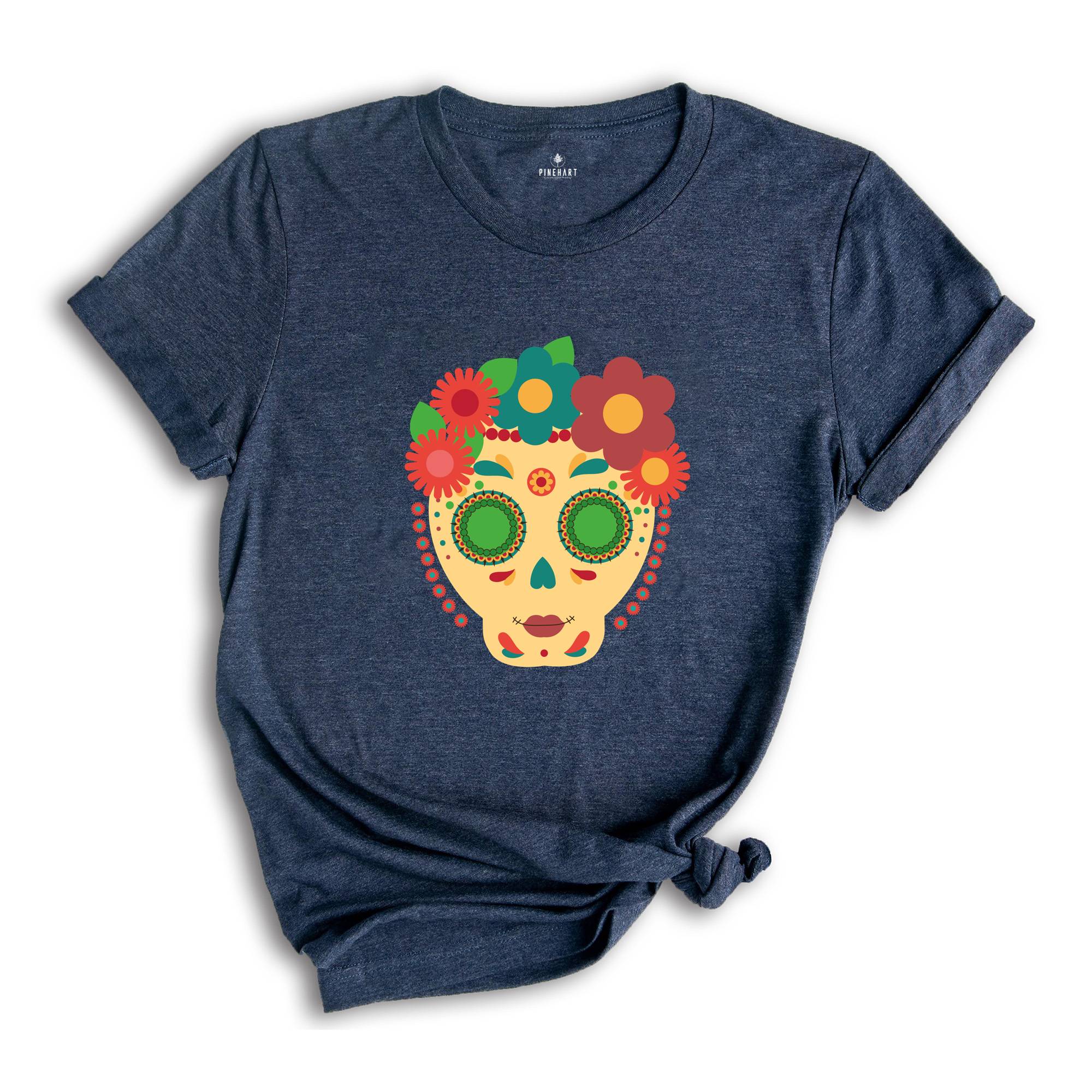 Mexican Skulls Tee, Skulls Shirt, Mexican T-Shirt, Mexican Fashion, Skull and Roses Tee, Colorful Skulls