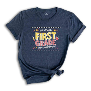 Custom First Grade Teacher Shirt, Teacher Tee, Personalized Teacher, Teacher Appreciation, Back to School, New Teacher Gift