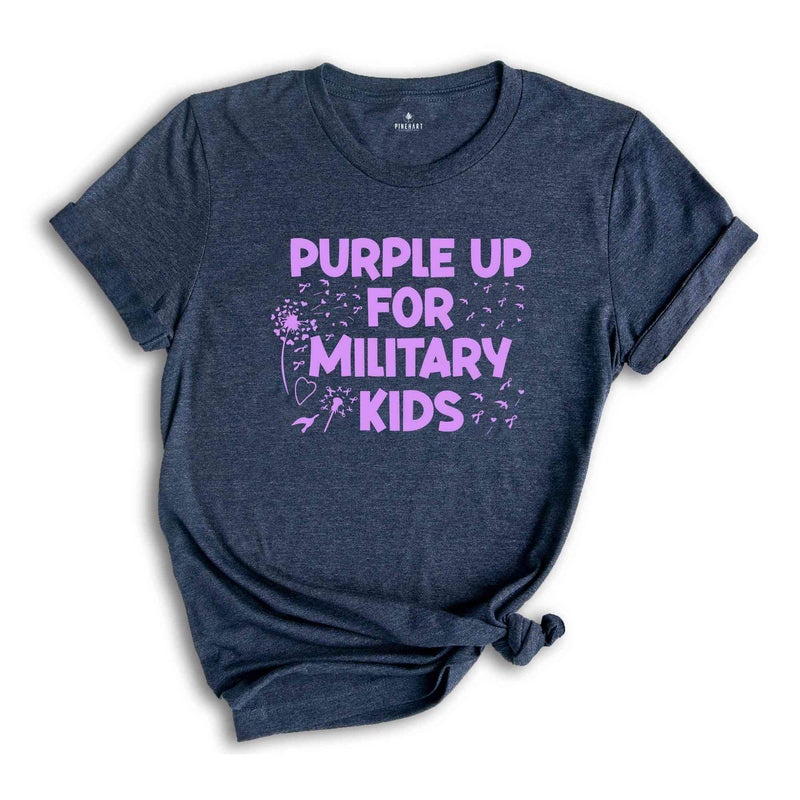 Purple Up for Military Kids Crewneck Sweatshirt, Military Child Month Awareness Shirt, Military Gifts for Kids, Military Kids Cotton Shirt