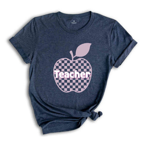 Teacher Apple Shirt, Checkered Teacher Shirt, School Teacher Shirt, Back To School Shirt, Teacher Shirt, Primary Teacher Shirt