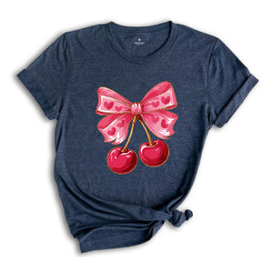 Coquette Valentine Heart Shirt, Valentine Day Shirt, Valentine Bow Shirt, Cherry Coquette core Shirt, Pink Valentine Day Shirt