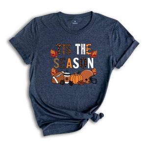 Tis The Season Shirt, Fall Vibes Shirt, Leopard Shirt, Fall Lover Gift, Good Vibes Shirt, Football Season Shirt, Cute Football Shirt