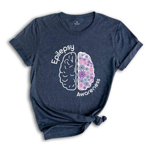 Epilepsy Awareness Shirt, Brain Shirt, Floral Brain Shirt, Epilepsy Gift, Motivational Shirt, Epilepsy Mom Shirt, Purple Ribbon Shirt