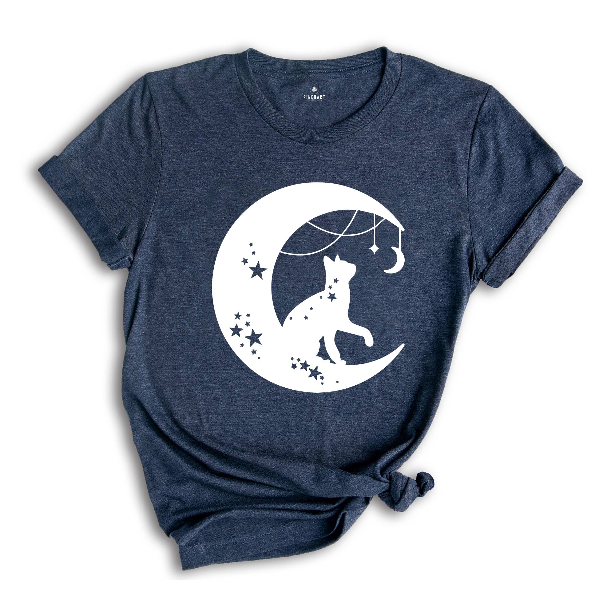 Floral Black Cat Moon T-Shirt, Witchy Black Cat Shirt, Mystical Cat Tee, Moon Phase Tee, Moon With Magic Tee, Black Cat Shirt