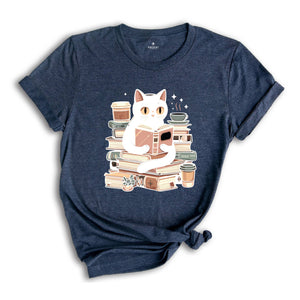 Cats Books Shirt, Cat Shirt, Black Cat Shirt, Cool Cat Shirt, Cat Lover Shirt, Retro Cat Shirt, Teacher Cat Shirt, Books Lover Shirt