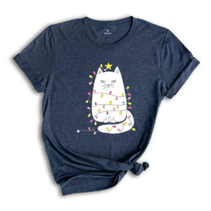 Christmas Lights Cat Shirt, Cute Cat Christmas Shirt, Christmas Cat Shirt, Cat Mom Christmas Shirt, Funny Christmas Shirt, Cat Lover Shirt