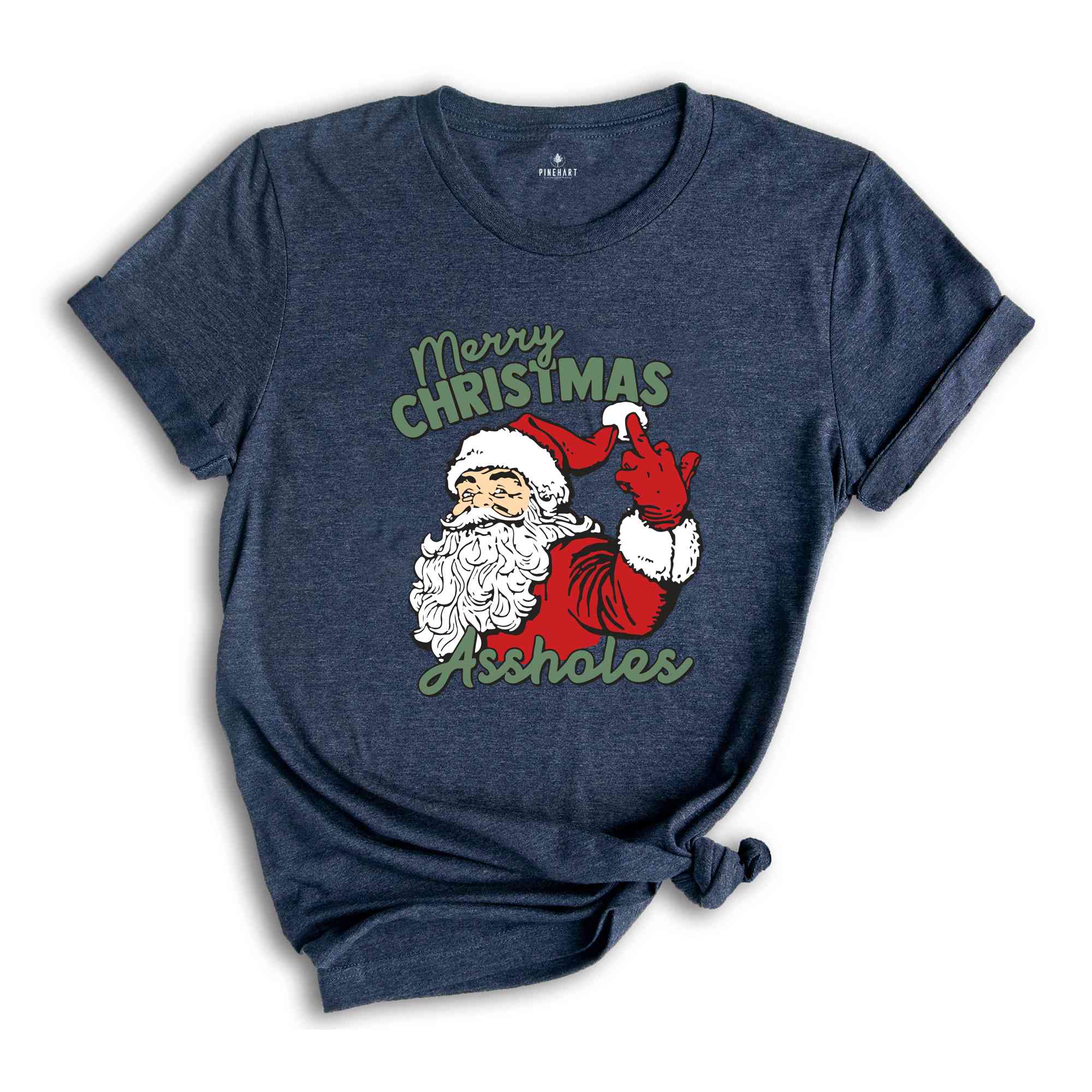 Merry Christmas Assholes Shirt, Humerus Santa Claus, Christmas Santa Shirt, Funny Christmas Party Shirt, Sarcastic Christmas Gift