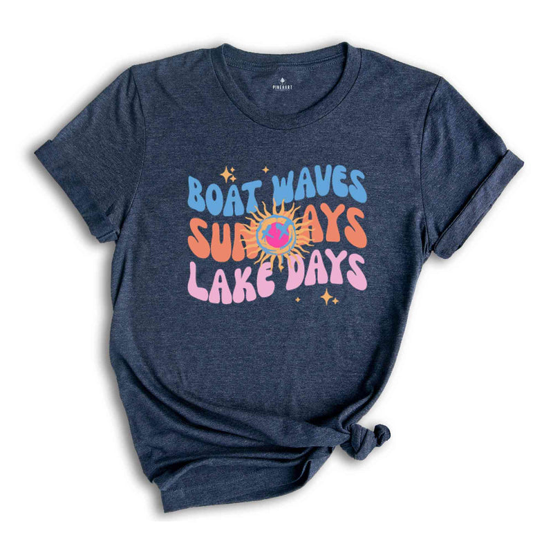 Boat Waves Sun Rays Lake Days Shirt, Summer Vibes Shirt, Beach Waves Shirt, Retro Summer Beach Shirt, Boating Shirt