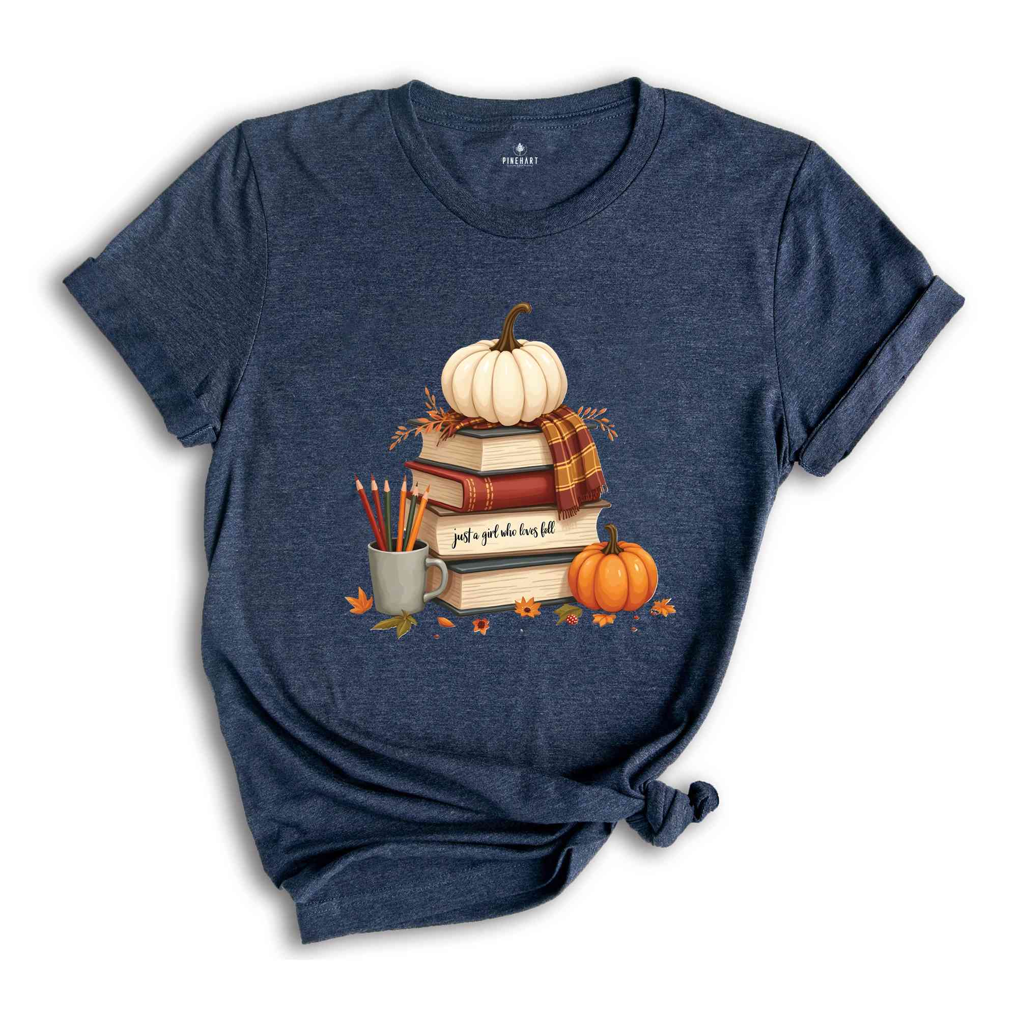 Fall Pumpkin Shirt, Thanksgiving T-Shirt, Book Lover Shirt, Autumn Tee, Pumpkin Lover Shirt, Bookish Tee, Fall Women's Tee