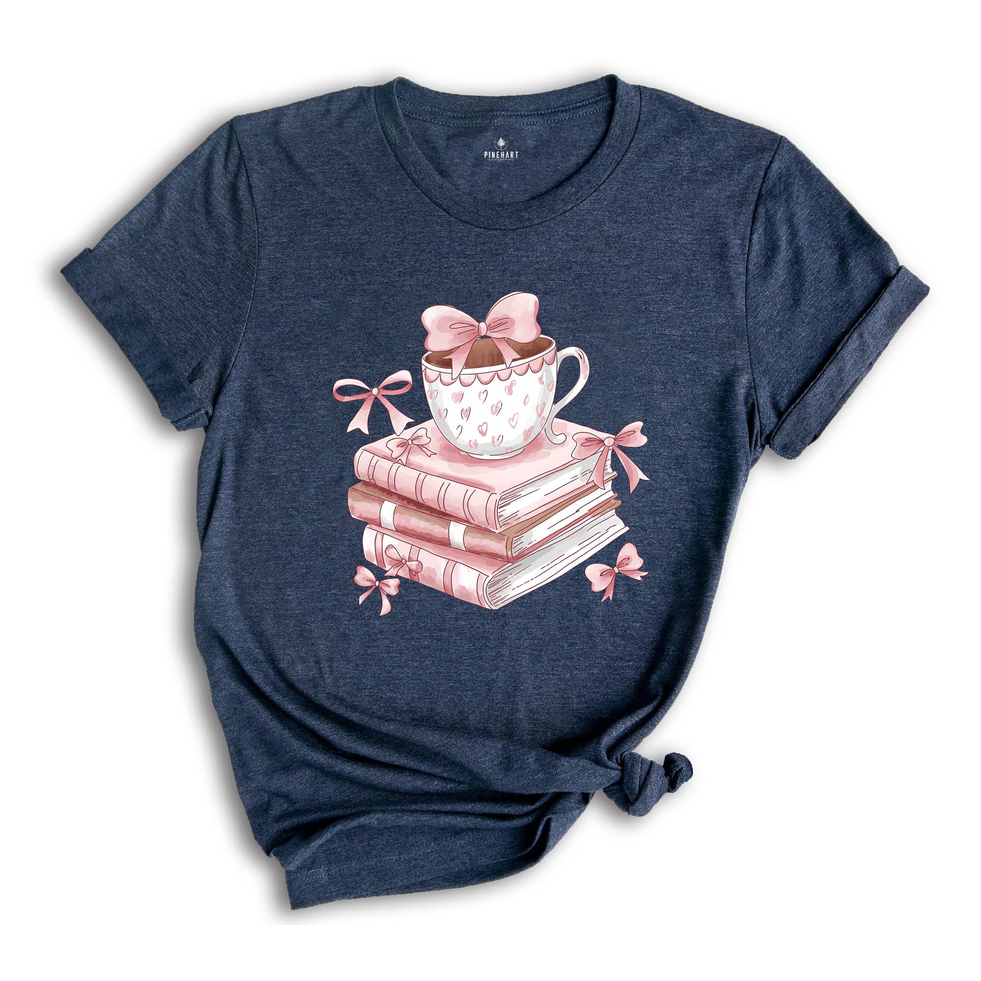 Book Lover Valentine Shirt, Gift for Book Lovers, Coquette Valentine Bookish Tee, Bookworm Coffee Reading T-Shirt, Gift for Librarian