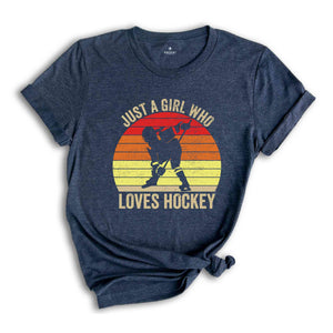 Just A Girl Who Loves Hockey T-Shirt, Minimalist Hockey Player Shirt, Match Day Tee, Gift For Hockey Lover