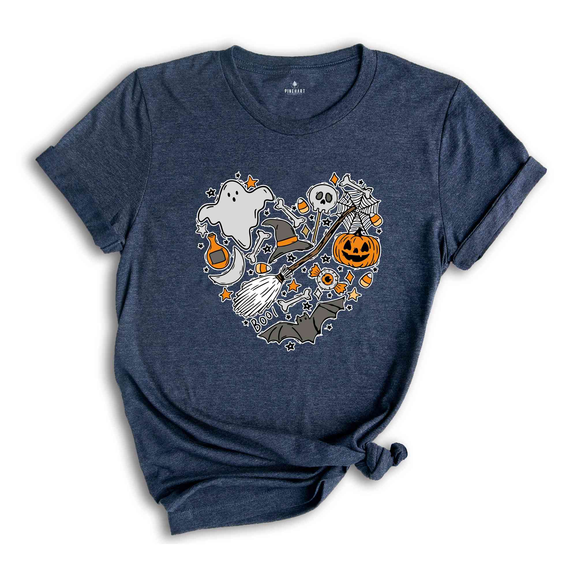 Halloween Doodles Hearth Shirt, Witch Hat T-Shirt, Halloween Moms Shirt, Spooky Season Shirt, Scary Pumpkin Shirt, Love halloween Tee