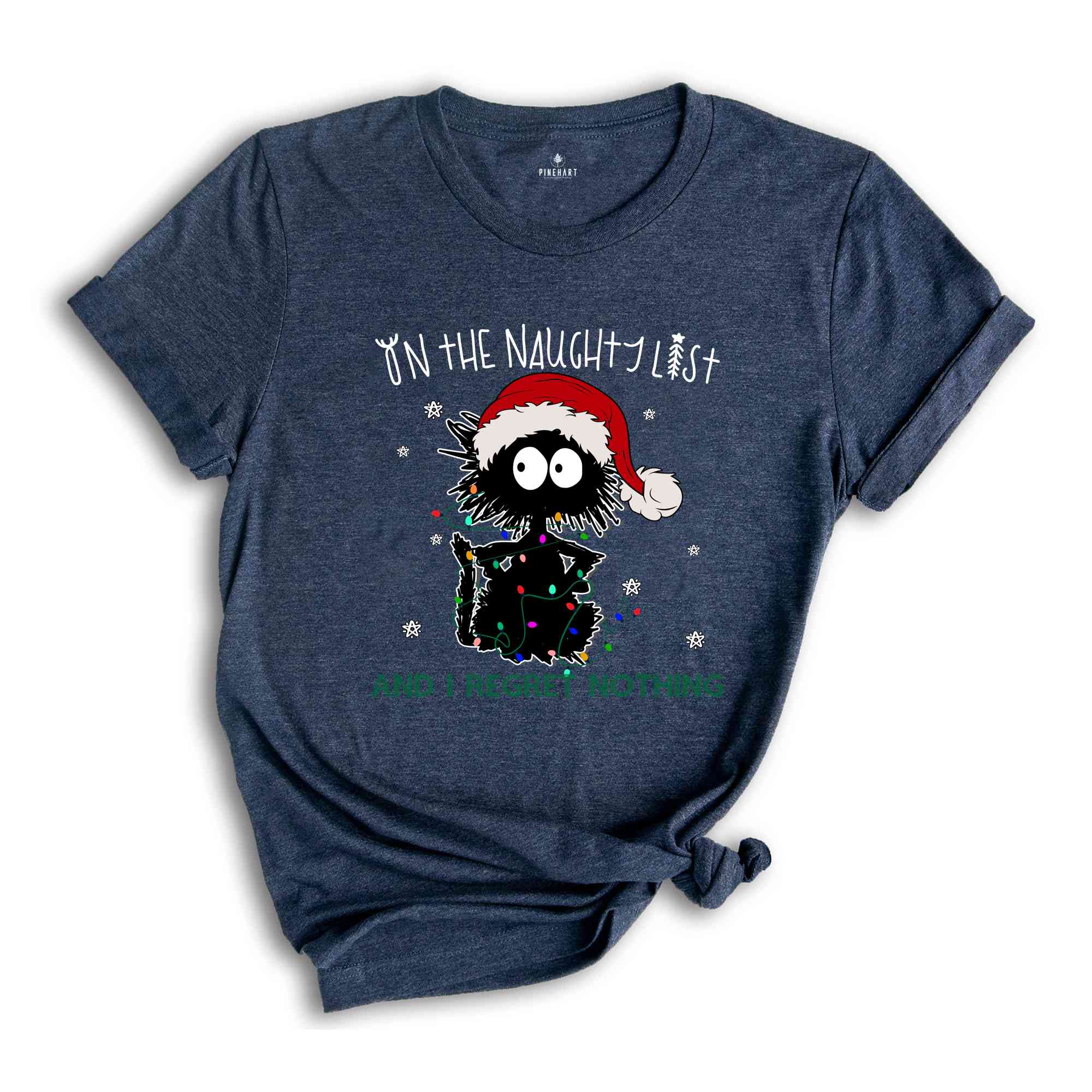 On The Naughty List And I Regret Nothing Shirt, Funny Cat Christmas Shirt, Holiday Shirt, Christmas Gift, New Year Shirt, Cat Lover Shirt