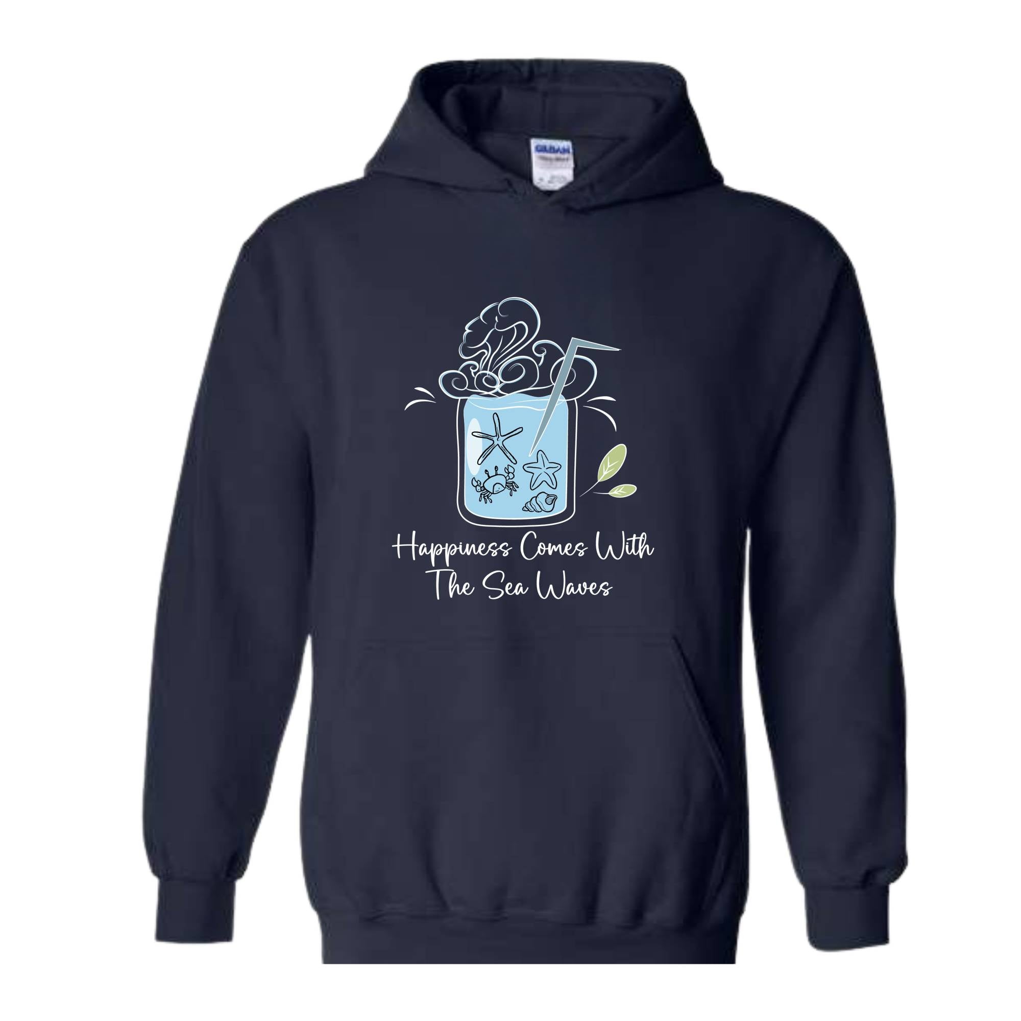 Happiness Comes With the Sea Waves Sweater, Happy Day Sweater, Summer Day Sweater, Waves Sea Sweatshirt, Juice Sea With Straw