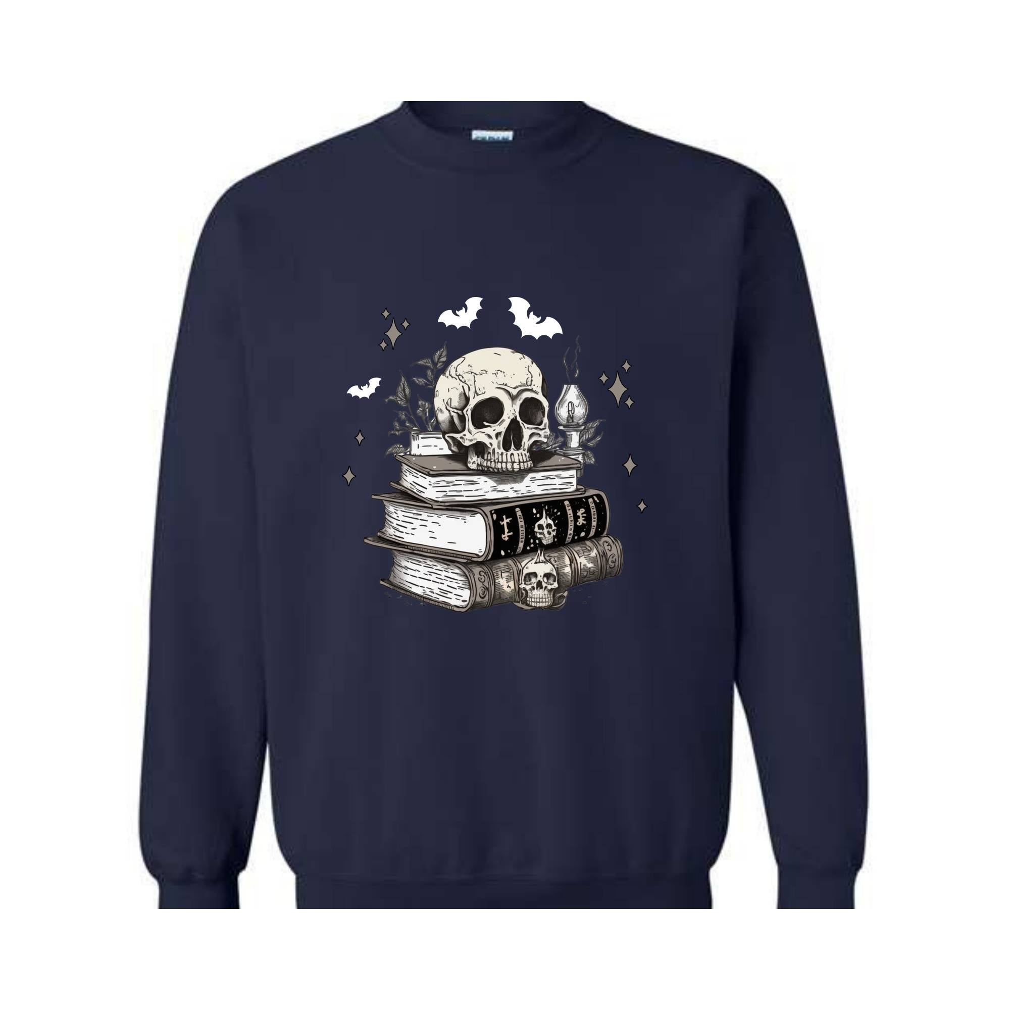 Spooky Skull Sweatshirt, Halloween Spell Books Sweatshirt, Spooky Sweater, Halloween Crewneck, Skull Shirt, Spell Books Shirt, Spooky Season