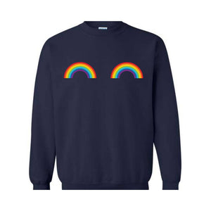 Rainbow boobs Sweatshirt, Cute boobs Crewneck, Breast Boobs Sweatshirt, Free the Nipple Sweatshirt, Gay Pride Sweatshirt, LGBT Crewneck