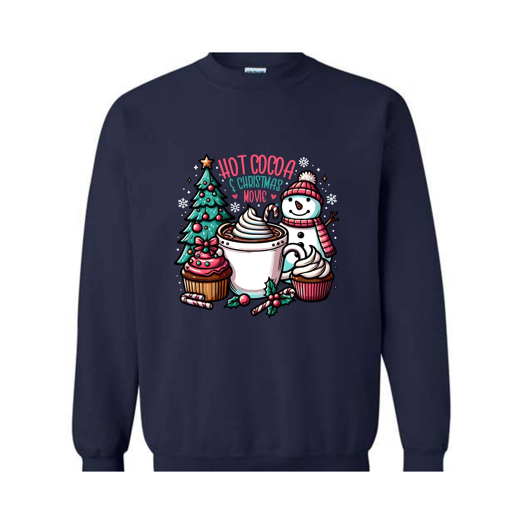 Hot Cocoa And Christmas Movie Sweatshirt, Christmas Sweatshirt, Hot Cocoa Sweatshirt, Christmas Gifts