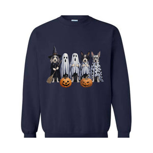 Halloween Sweatshirt,Halloween Sweater,Ghost Sweatshirt,Halloween Dog Sweatshirt,Ghost Dog Happy Halloween,Retro Spooky Season