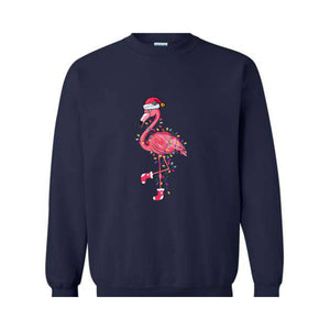 Chrismas Flamingo Sweatshirt, Cute Flamingo Sweater, Animal Christmas Sweatshirt, Santa Beach Sweatshirt, Tropical Christmas