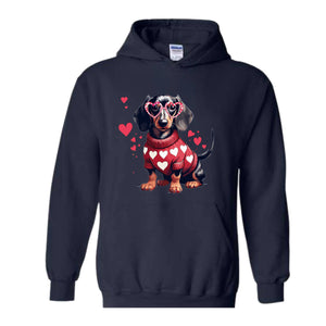 Valentine Dachshund Dog Sweatshirt, Valentine's Day Hoodie, Dog Mom Hoodie, Dachshund Valentines Hoodie, Dachshund Hoodie, Dachshund Mom