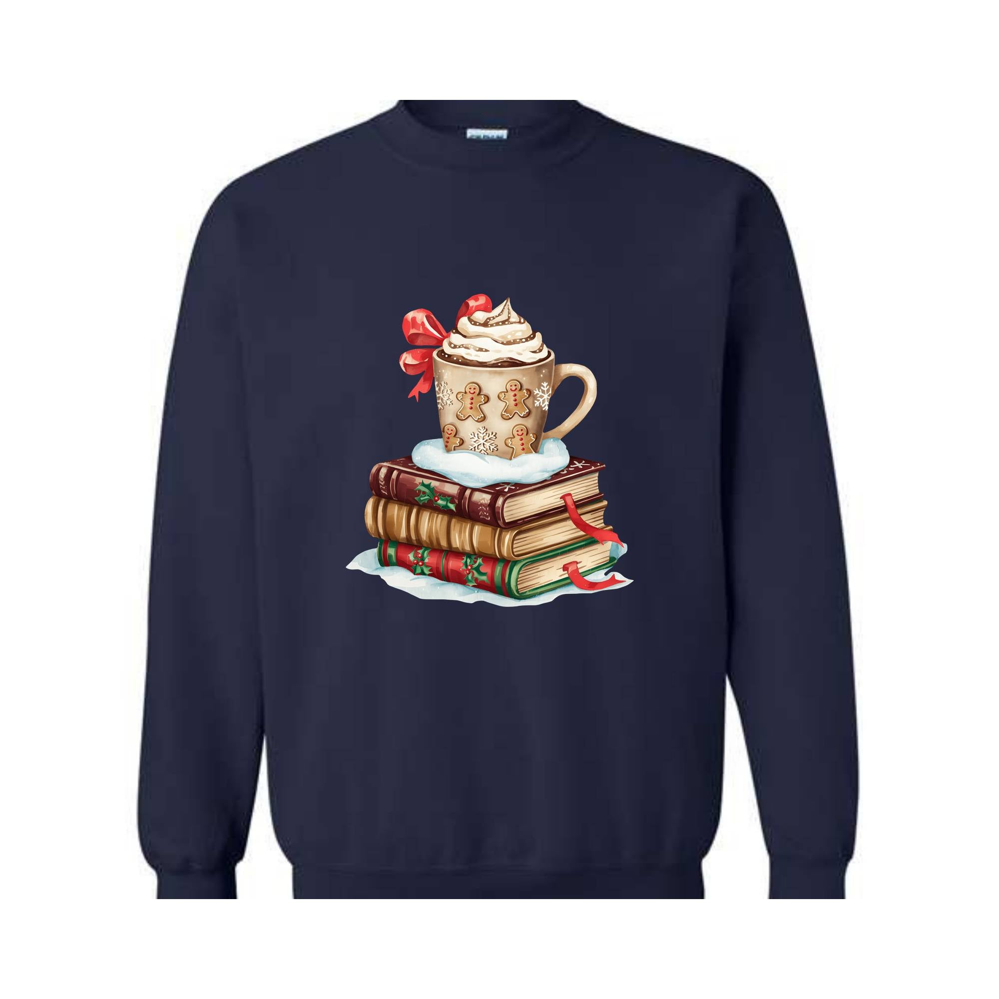 Christmas Book and Coffee Sweatshirt, Christmas Teacher Sweater, Bookish Sweater, Coquette Book Christmas Hoodie