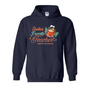 Santa's Favorite Teacher Christmas Shirt, Christmas Teacher Sweatshirt, Santa's Favorite Teacher Sweatshirt, Cute Teacher Christmas Sweater.