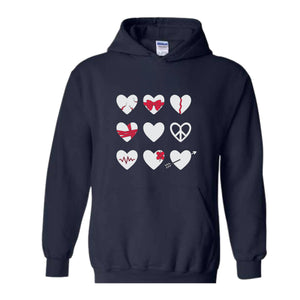 Womens Valentines Hearts Hoodie, Valentine Hoodie, Hearts Valentine Gift, Valentine Sweatshirt, Valentines Day Sweatshirt,