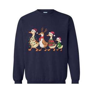 Christmas Ducks Sweatshirt, Duck Christmas Sweatshirt For Women, Funny Animals Christmas Sweatshirt, Farm Lover Gift, Funny Christmas Sweatshirt