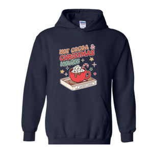 Hot Cocoa & Christmas Movies Hoodie, Christmas Hoodie, Retro Christmas Hoodie, Christmas Couple Hoodie