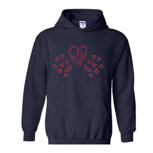 Heart Valentine Sweatshirt, Heart Hoodie, Ladies Valentine Day Sweatshirt, Gift for Girlfriend, Wife Gift Hoodie, Couple Sweatshirt