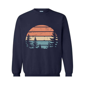 Sunset Sweatshirt, Camping Gift, Forest Themed , Tree , Adventure , Wildlife , Wilderness Tee, Pine Tree