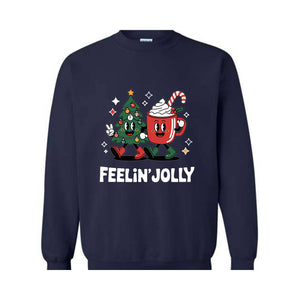 Feeling Jolly Christmas Sweatshirt, Retro Christmas Sweat, Christmas Mom Sweatshirt, Funny Christmas Tee