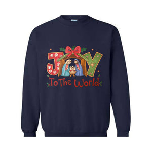 Joy To The World Sweatshirt, Christian Christmas Sweater, Cute Xmas Hoodie, Retro Christmas Nativity Scene Sweater, Christmas Gifts