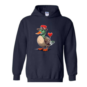 Valentine Mallard Duck Sweatshirt, Hunting Valentine's Day Hoodie, Valentine's Day Hoodie, Valentines Day Gift, Cute Valentine Hoodie