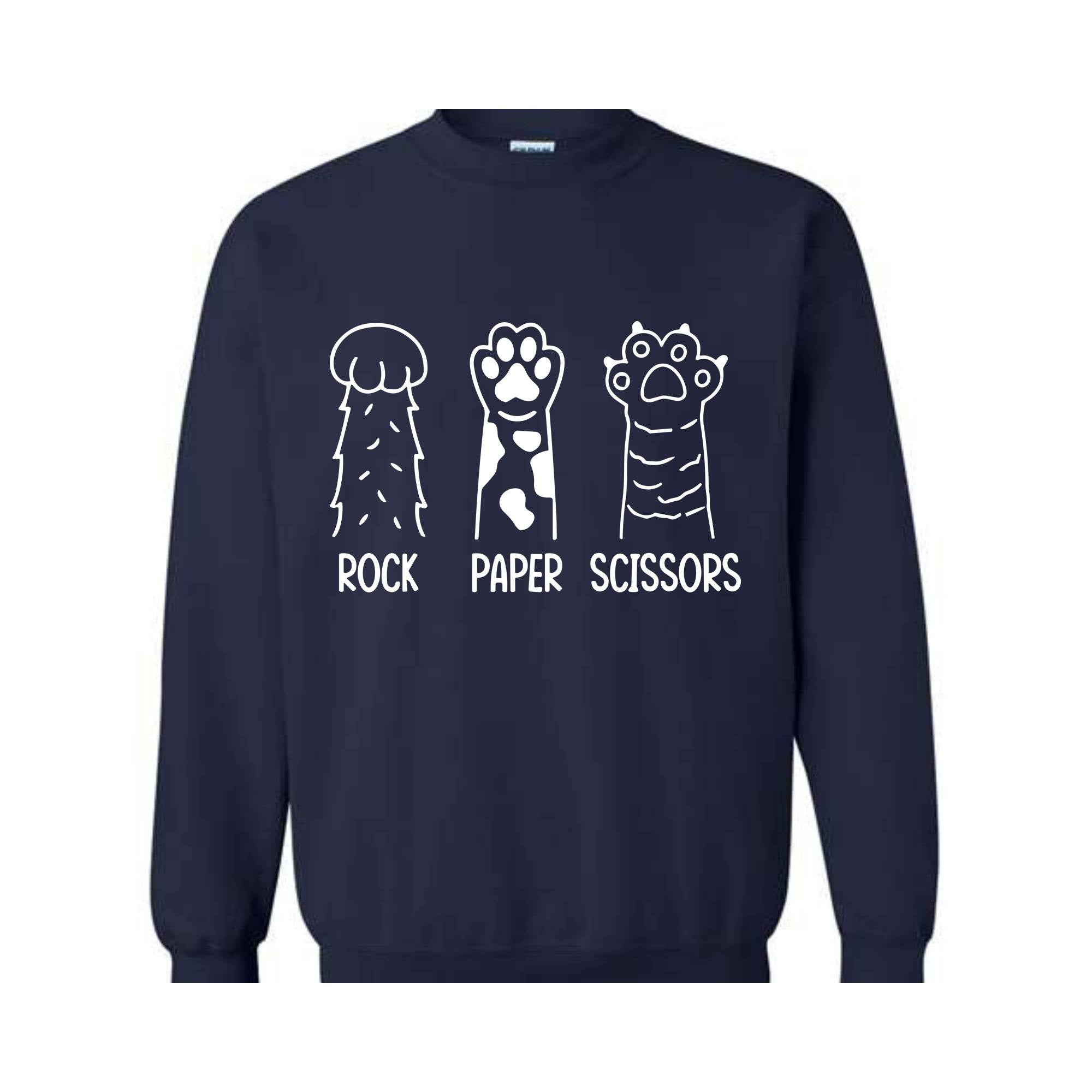 Rock Paper Scissors Sweatshirt, Funny Cat Paw sweatshirt, Gifts for Cat Lovers, Cat Owners sweatshirt, Cat Paws Sweatshirt