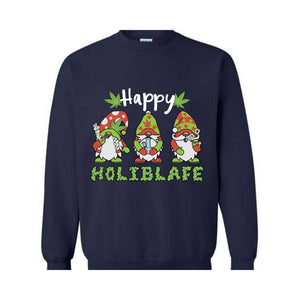 Happy Holiblafe Sweatshirt, Christmas Sweatshirt, Christmas Weed Sweater, Merry Weedmas Sweatshirt, Funny Christmas Sweater