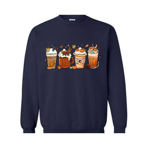 Fall Coffee Sweatshirt, Halloween Pumpkin Latte Drink Cup, Halloween Fall Sweatshirt, Coffee Lover Sweatshirt, Thanksgiving Sweatshirt