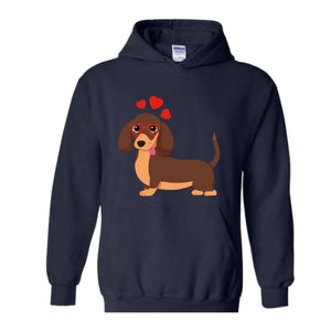 Valentine Dog Sweatshirt, Dog Lover Shirt,Valentines Day Dog Mom Shirt, Love Themed Weiner Dog Hoodie, Valentine Dog Sweatshirt