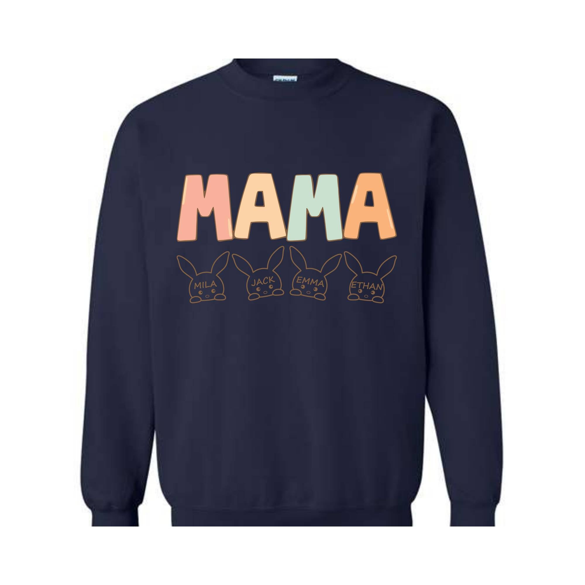 Custom Mama Easter Sweatshirt, Mama Sweatshirt With Kids Names, Happy Easter Sweater, Personalized Easter Day Sweater