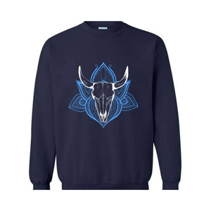 Boho Bull Skull Sweatshirt, Women's Country Sweatshirt, Wallen Sweatshirt, Cowboy Rodeo Sweater, Cowgirl Sweatshirt