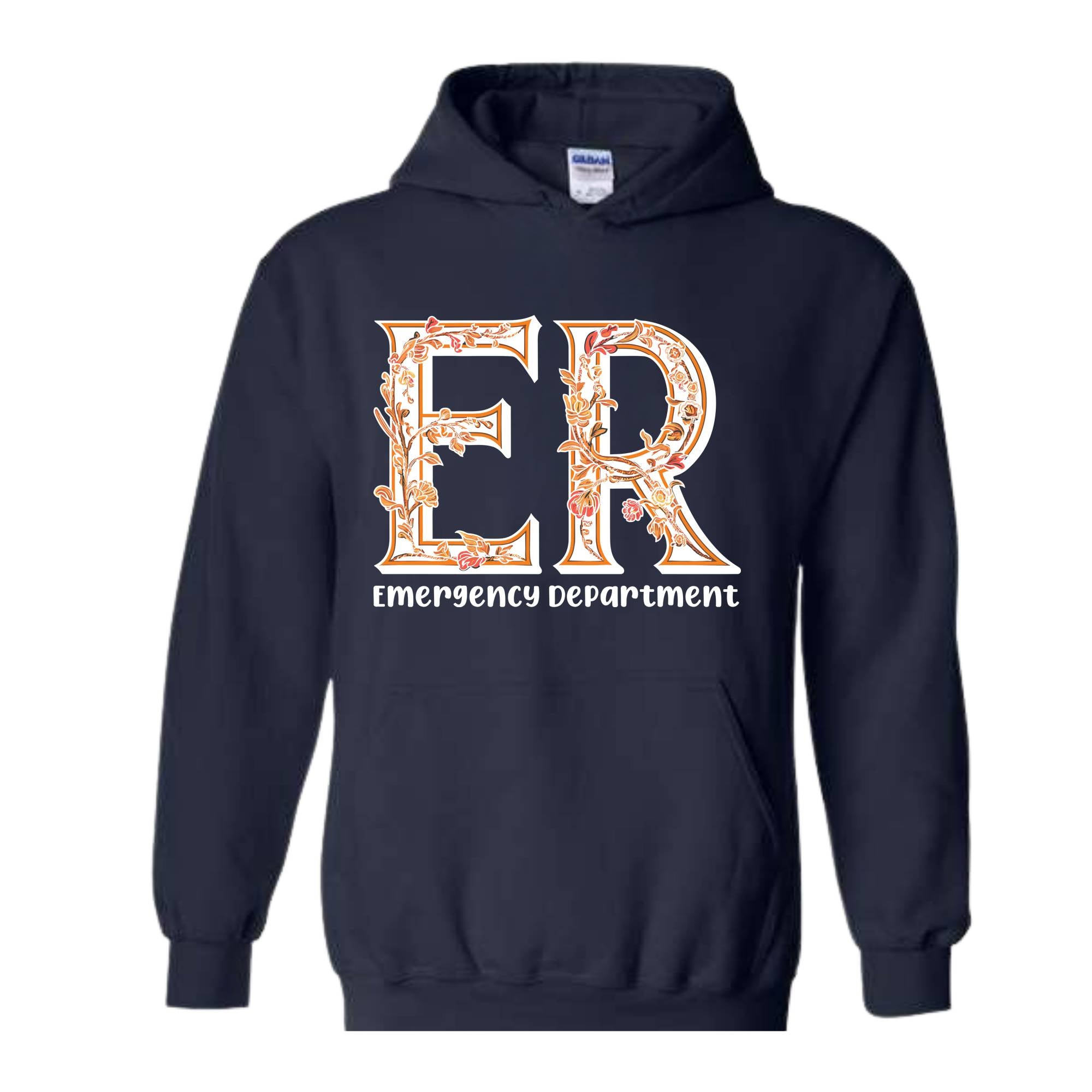 Floral Emergency Department Sweatshirt, ER Nurse Hoodie, ER Nurse Gift, ER Department Sweater, Emergency Room Tee, Cute Mom Hoodie