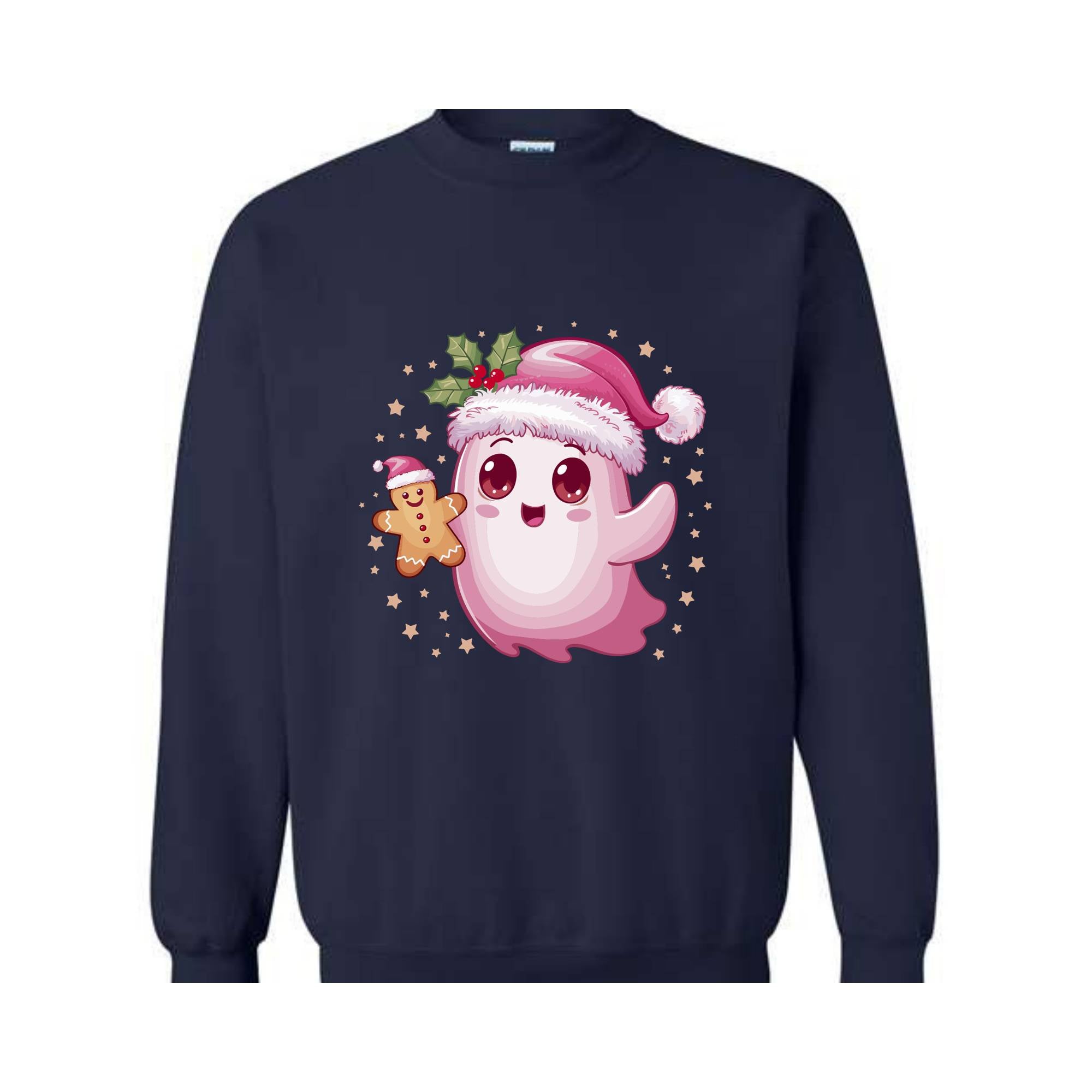 Christmas Cute Cookie Ghost Sweatshirt, Christmas Ghost Shirt, Gingerbread Ghost Sweatshirt